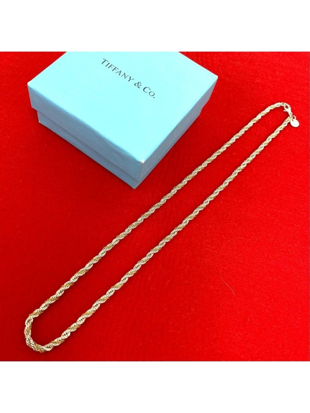Tiffany & Co Twisted Rope Chain Necklace Silver Yellow Gold